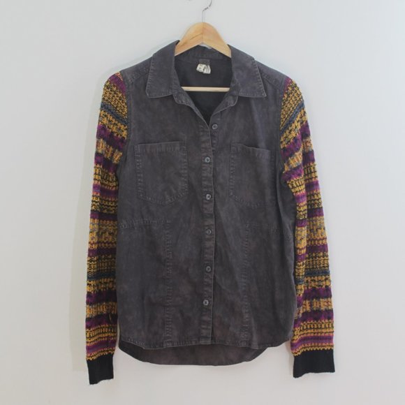 We The Free Sweater Sleeve Button Down - Picture 1 of 5